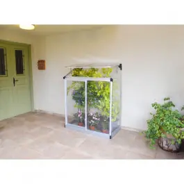 Serre Adossée Murale Polycarbonate Alu Canopia 0,7 m² Argent Expédié Aujourd'hui