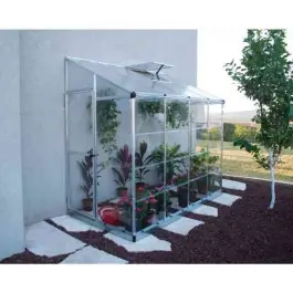 Promotion Saisonnière Serre Adossée Murale Polycarbonate Alu Canopia 2,9 m² Argent