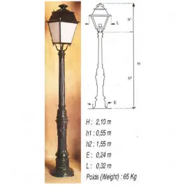 Pied pour lanterne extérieure Loiselet, hauteur 1,8/2m, l‘unité Authentique