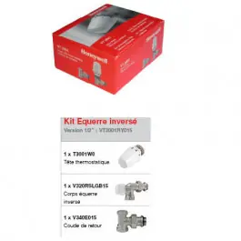 Robinetterie de radiateur HONEYWELL, Kit Equerre inversée ½ Dernier Modèle