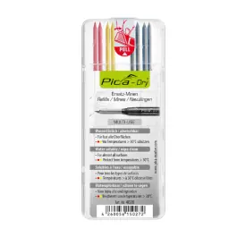 Marque Mine 2,8 mm pour Crayon Pica Dry® 4020 Graphite 2B, Rouge Jaune, x 8