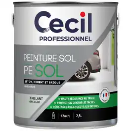 Nouvel Arrivage Peinture Sol Haute Resistance au Trafic Cecil PE SOL Gris Clair 2,5L