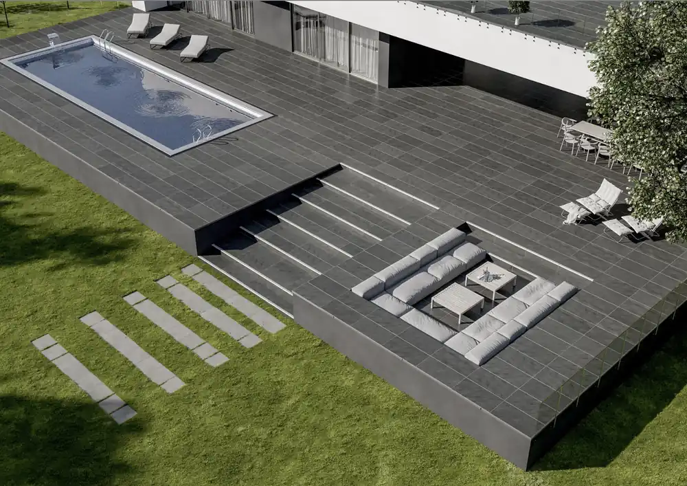 Carrelage extérieur sur plot Pietra Serena Anthracite 60x60 20MM rectifié Vente Directe