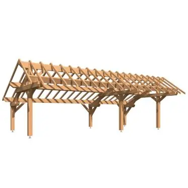 Seulement Aujourd'hui Carport 2 Voitures en Bois Douglas, 2 pans Asymétriques Tuilable, 5.4x9.48m