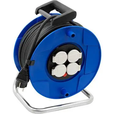 Enrouleur de câble 25M ⌀2.5mm avec prises et clapets H07RN-F 3G2,5 (pièce) Expédition Rapide