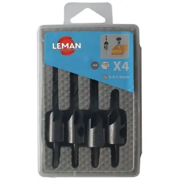Coffret 4 forets à bois hélicoïdaux + 4 fraisoirs acier - LEMAN Offre Du Jour