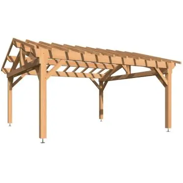 Carport 2 pans 5x5m en bois massif douglas - Tuilable Commande En Gros